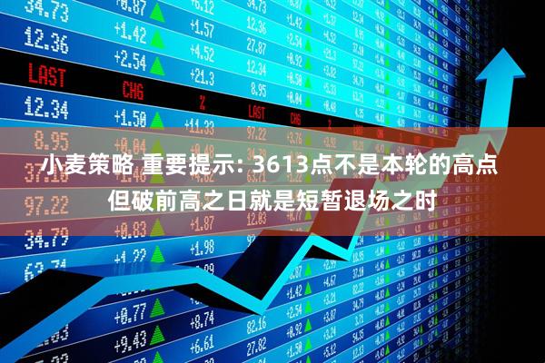 小麦策略 重要提示: 3613点不是本轮的高点 但破前高之日就是短暂退场之时